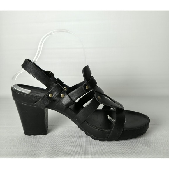 Timberland Studded Leather Sandals 8M Black Women's Slingback Block Heel - Picture 12 of 12